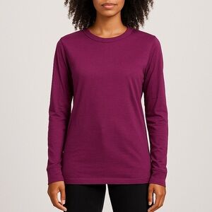 MNML Sheer Knit Jersey Long Sleeve Tee Magenta
Purple‎ women’s Size medium